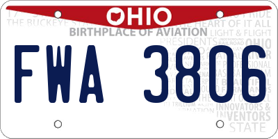 OH license plate FWA3806