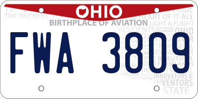 OH license plate FWA3809