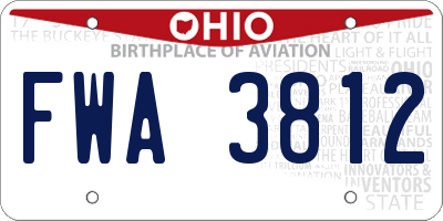 OH license plate FWA3812