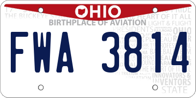OH license plate FWA3814