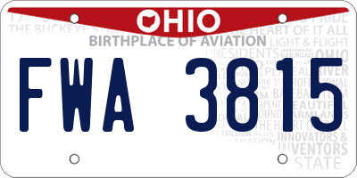 OH license plate FWA3815