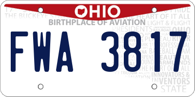 OH license plate FWA3817