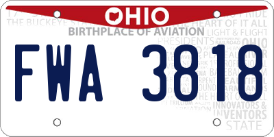 OH license plate FWA3818