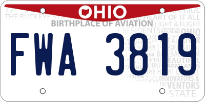 OH license plate FWA3819