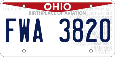 OH license plate FWA3820