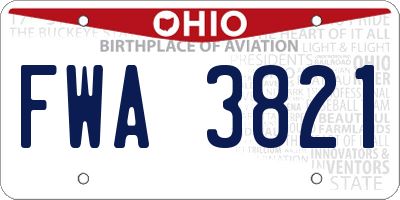 OH license plate FWA3821