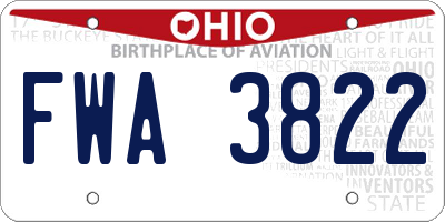 OH license plate FWA3822