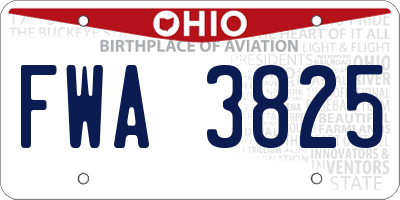 OH license plate FWA3825