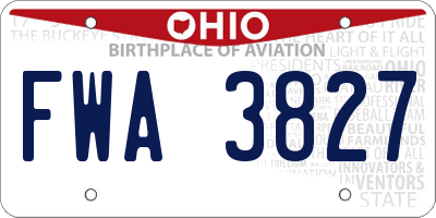 OH license plate FWA3827