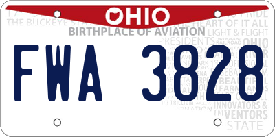 OH license plate FWA3828