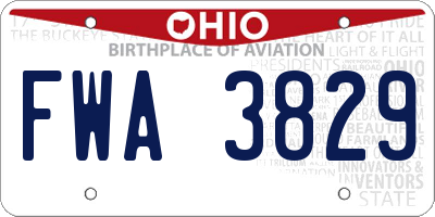 OH license plate FWA3829