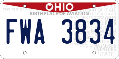 OH license plate FWA3834