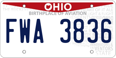 OH license plate FWA3836