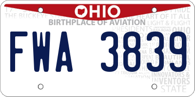 OH license plate FWA3839