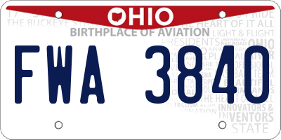 OH license plate FWA3840