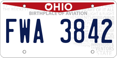 OH license plate FWA3842