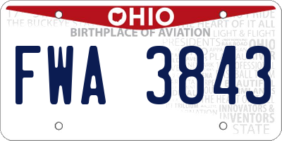 OH license plate FWA3843