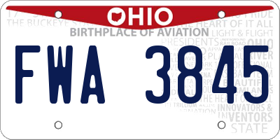 OH license plate FWA3845