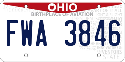 OH license plate FWA3846