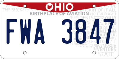 OH license plate FWA3847