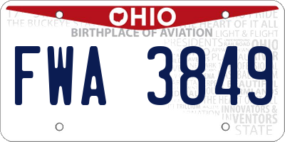 OH license plate FWA3849