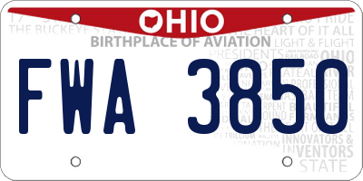 OH license plate FWA3850