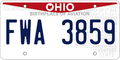 OH license plate FWA3859