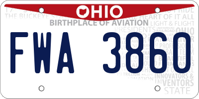 OH license plate FWA3860