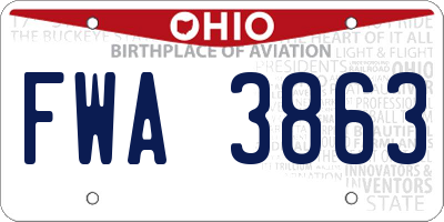 OH license plate FWA3863