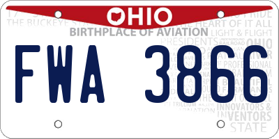 OH license plate FWA3866