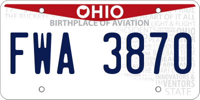 OH license plate FWA3870