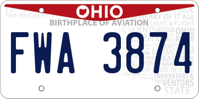 OH license plate FWA3874