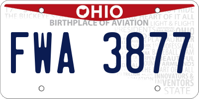 OH license plate FWA3877