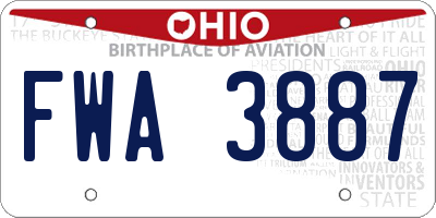 OH license plate FWA3887