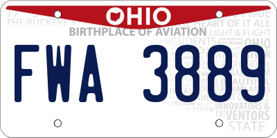 OH license plate FWA3889