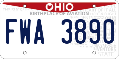 OH license plate FWA3890