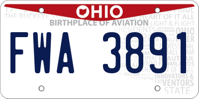 OH license plate FWA3891