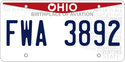 OH license plate FWA3892