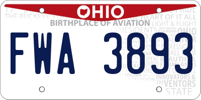 OH license plate FWA3893