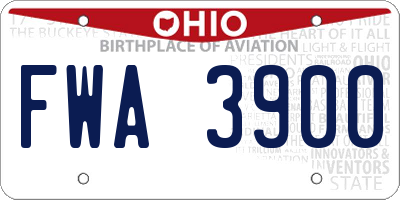 OH license plate FWA3900