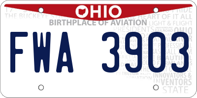 OH license plate FWA3903