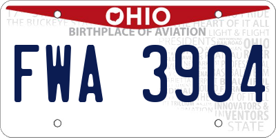 OH license plate FWA3904