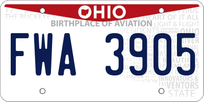 OH license plate FWA3905