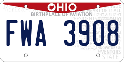 OH license plate FWA3908