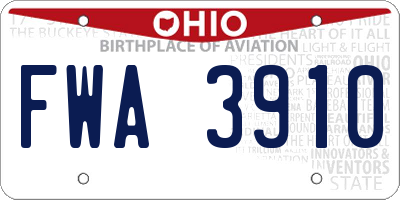 OH license plate FWA3910