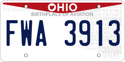 OH license plate FWA3913