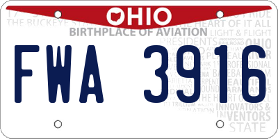 OH license plate FWA3916