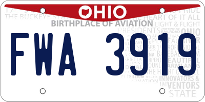 OH license plate FWA3919