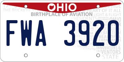 OH license plate FWA3920