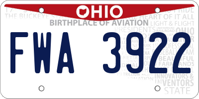 OH license plate FWA3922